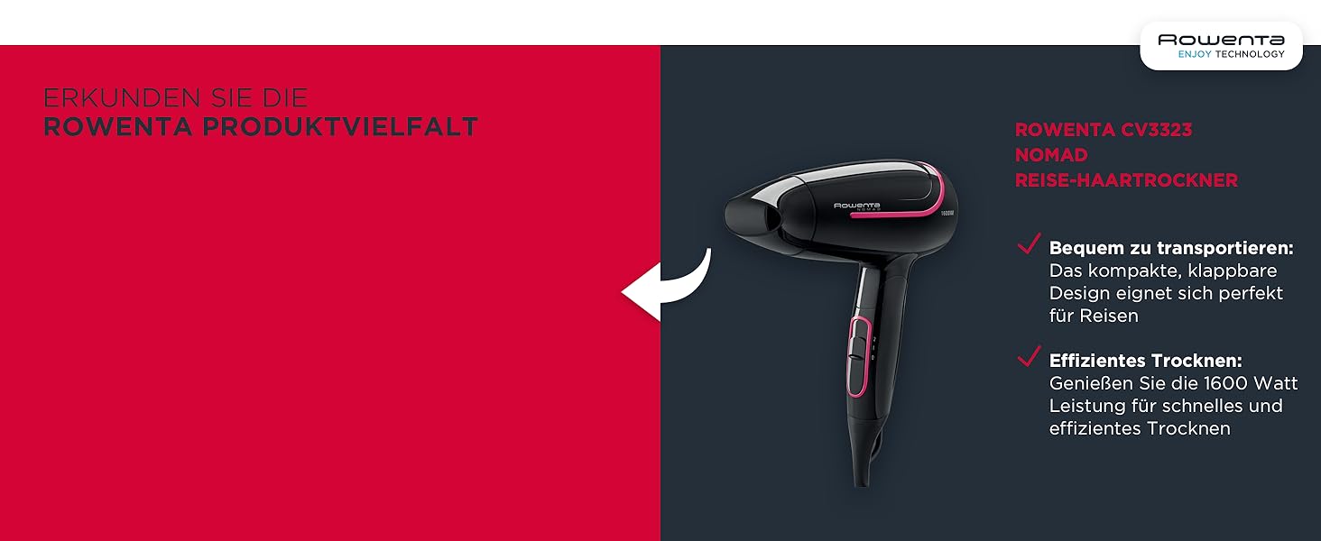 Фен Rowenta x Karl Lagerfeld CV581L Studio Dry: Ефективність та стиль, 6 режимів, Thermo Control, концентрат, чорний/червоний