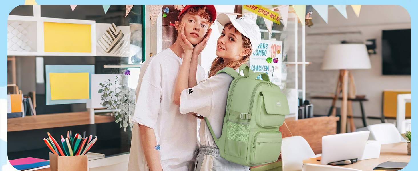 Шкільний рюкзак FIORETTO для дівчаток-підлітків, рюкзак для жінок з відділом для ноутбука 15,6', водонепроникний, легкий, 25L, для школи та подорожей, рожевий