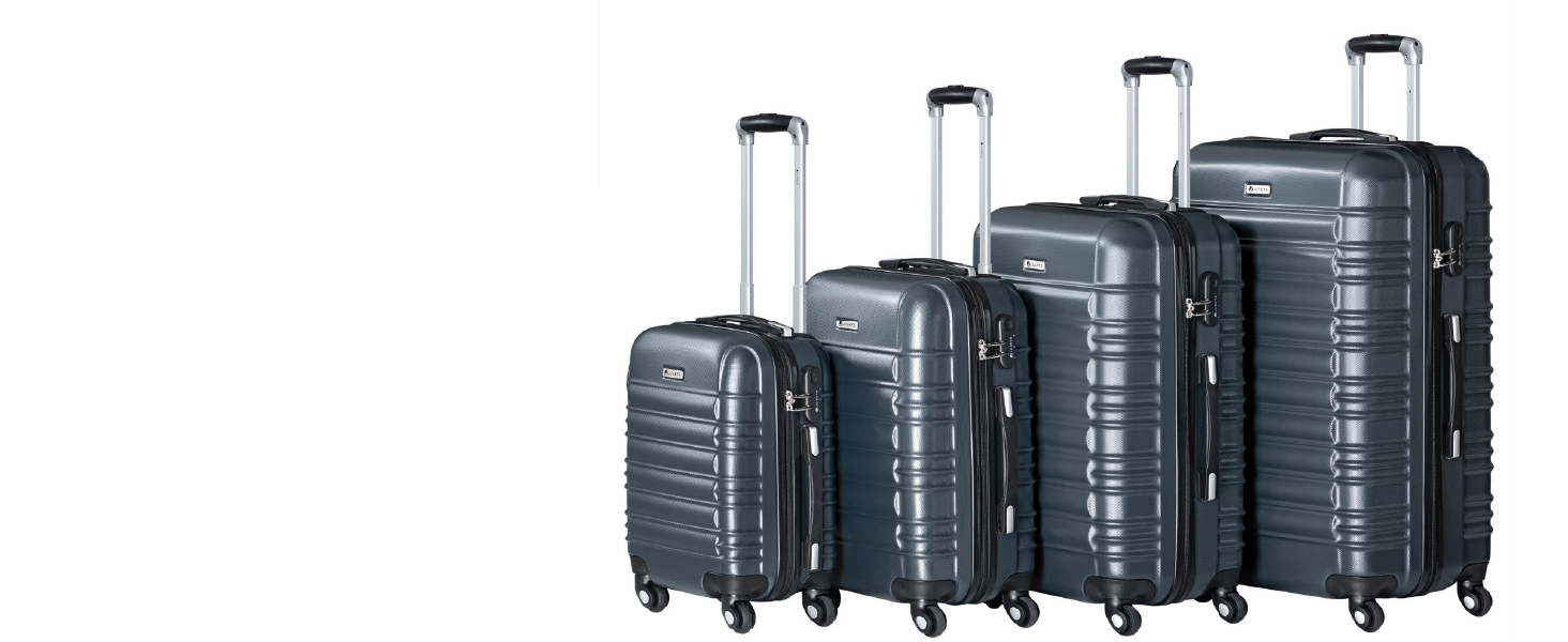 Набір валіз Juskys® з жорстким корпусом (4 шт.) - з кодовим замком, тихі колеса 360°, телескопічна ручка, легкий, колір антрацит