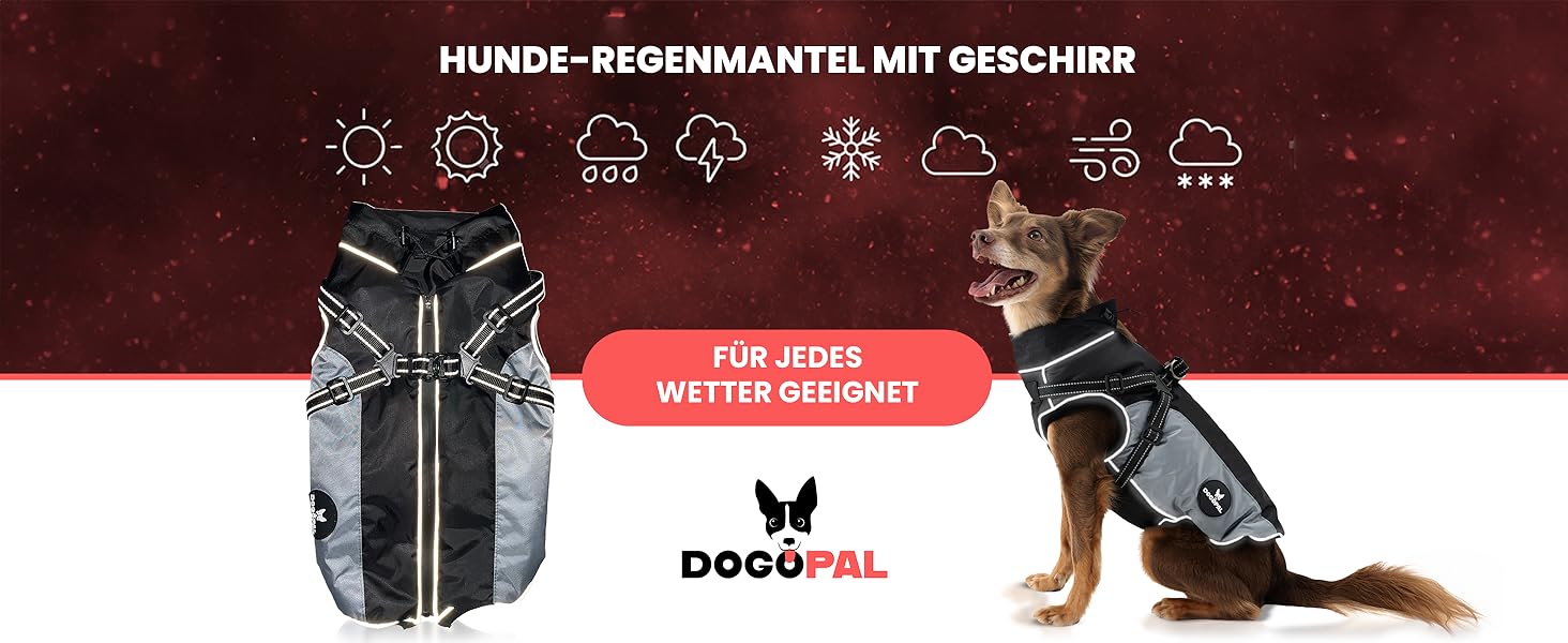 DOGOPAL Raincoat for Dogs with Integrated Harness – Waterproof Dog Raincoat, Windproof Dog Coat, Reflective Rain Jacket for Small & Large Dogs, High Visibility (Gray, #3)