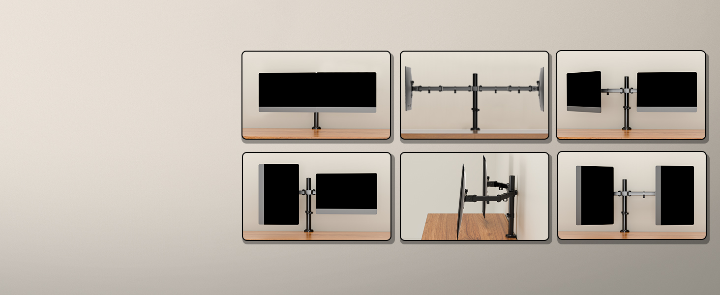 Підставка для монітора BONTEC на 2 монітори, 13-30 дюймів, регульована висота, поворотна, до 8 кг