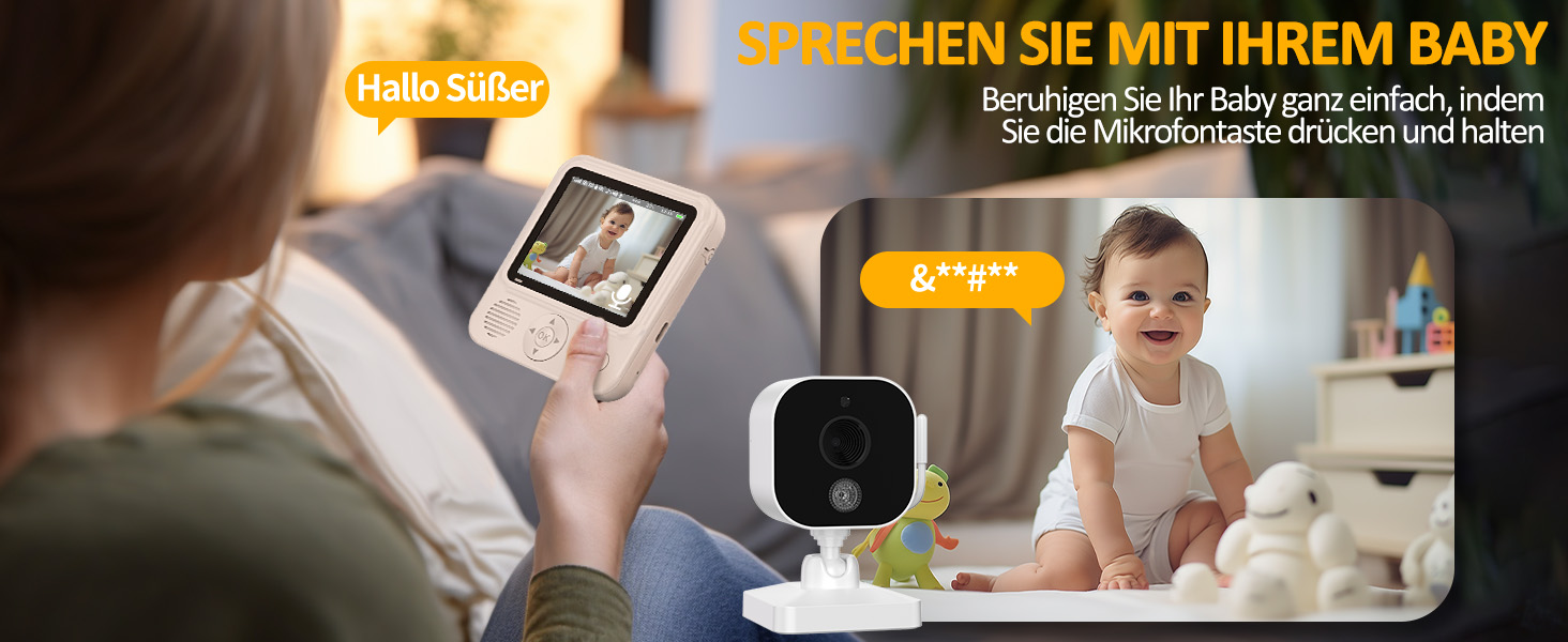 Дитячий відеоняня OBVHNUA з камерою 720p IPS, 2.8' екраном, акумулятором 2000mAh, цифровим зумом, функцією VOX, двостороннім аудіо, нічним баченням, контролем температури та колисковою