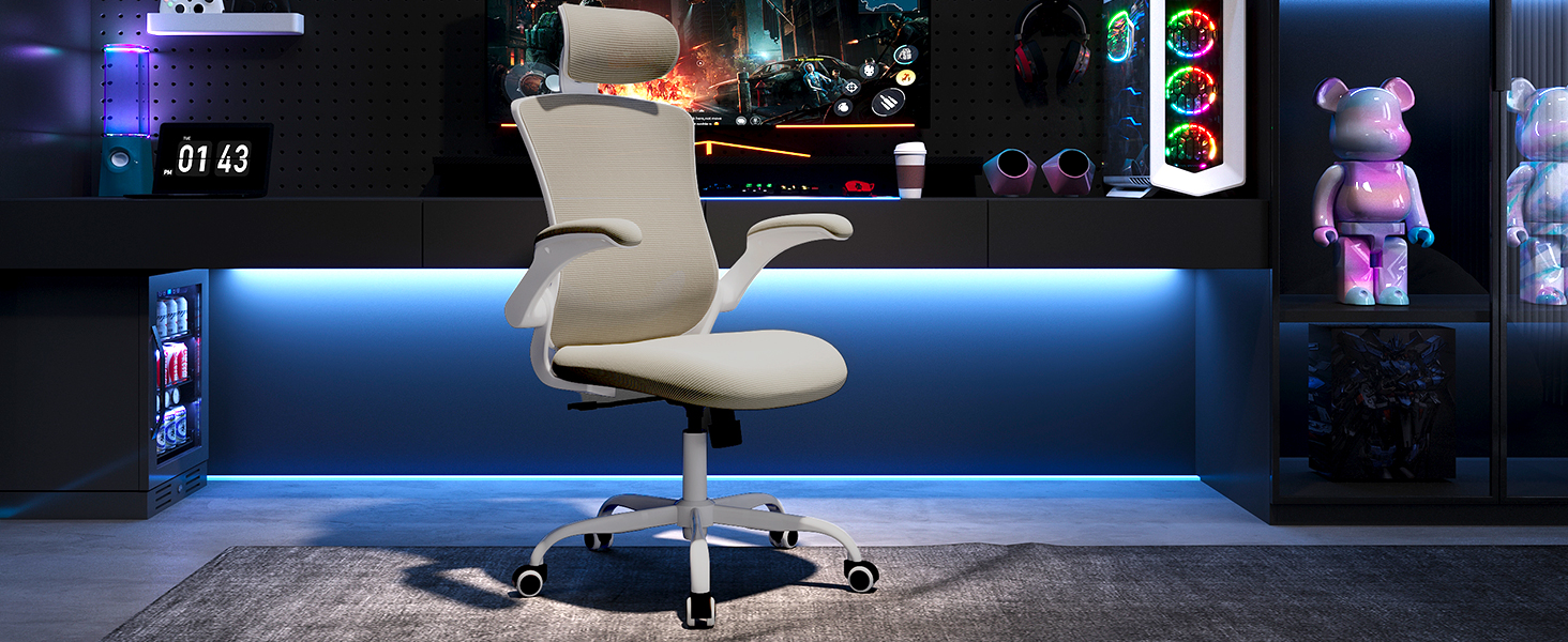 Офісне крісло Colamy Ergonomic з регульованою підголівником та поперековою підтримкою, Khaki