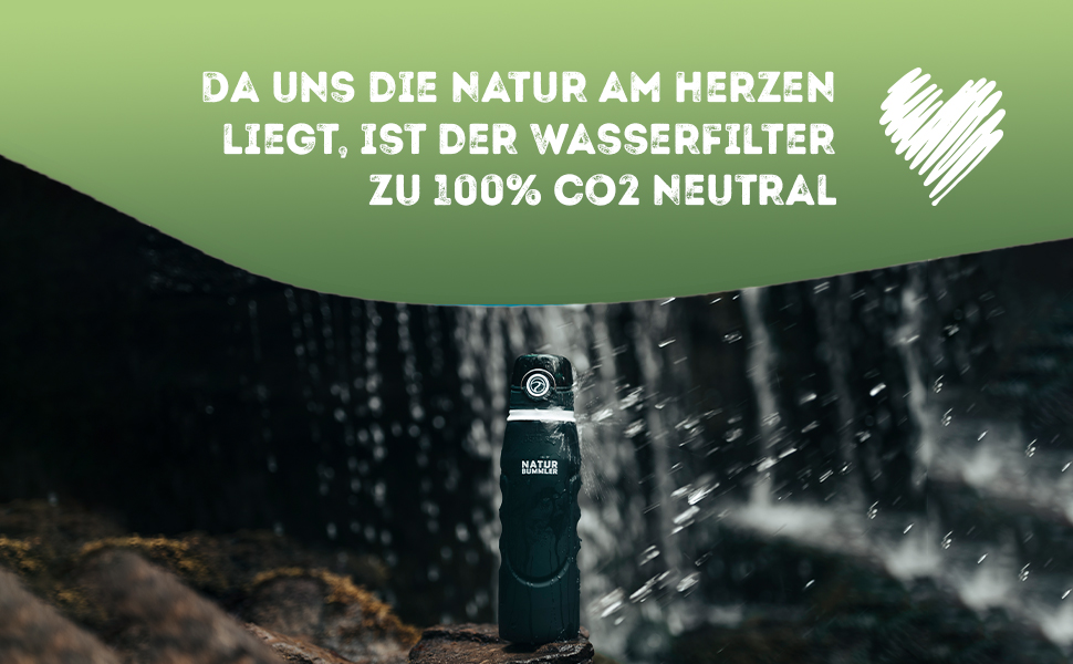 Пляшка-фільтр для води Naturbummler 750 мл, складна, з гачком, нейтральна до CO2, знищує 99,99% бактерій – для кемпінгу, виживання