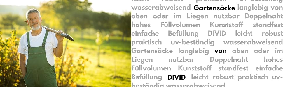 DIVID® Садові мішки з ручками, комплект 6 шт. по 272 л, самостійно стоячі, 4 ручки, міцні та складані, для збору листя, трави та садових відходів