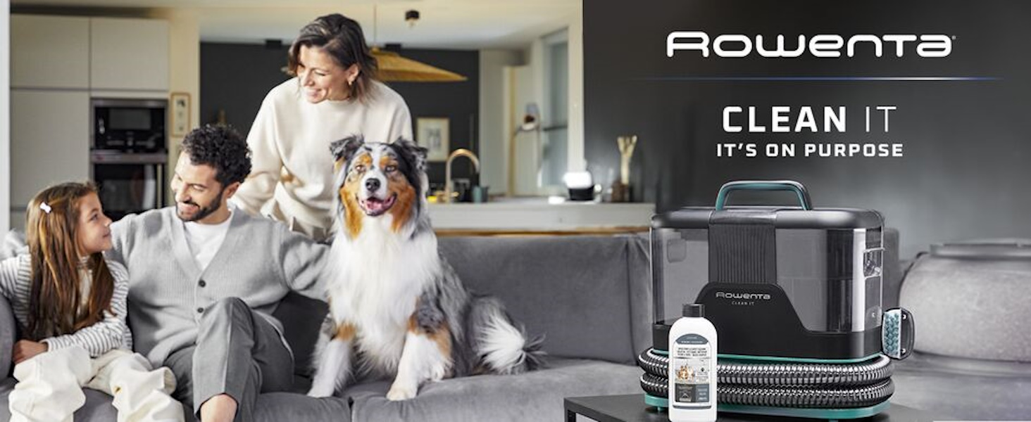 Rowenta Clean It - портативний відпарювач для килимів, 750W, зелений/чорний, IN5020F0. Швидке та легке очищення, знімний бак 2.3л та 5 насадок