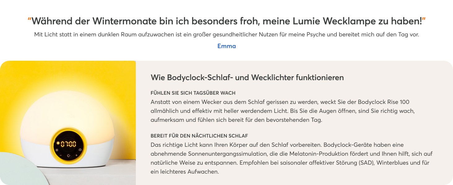 Світловий будильник Lumie Bodyclock Rise 100 з імітацією сходу та заходу сонця, білий