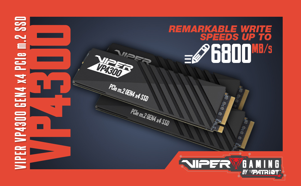 SSD Patriot Viper VP4300 2TB PCIe Gen4 x4 NVMe M.2 - до 7400 МБ/с читання, 6800 МБ/с запис