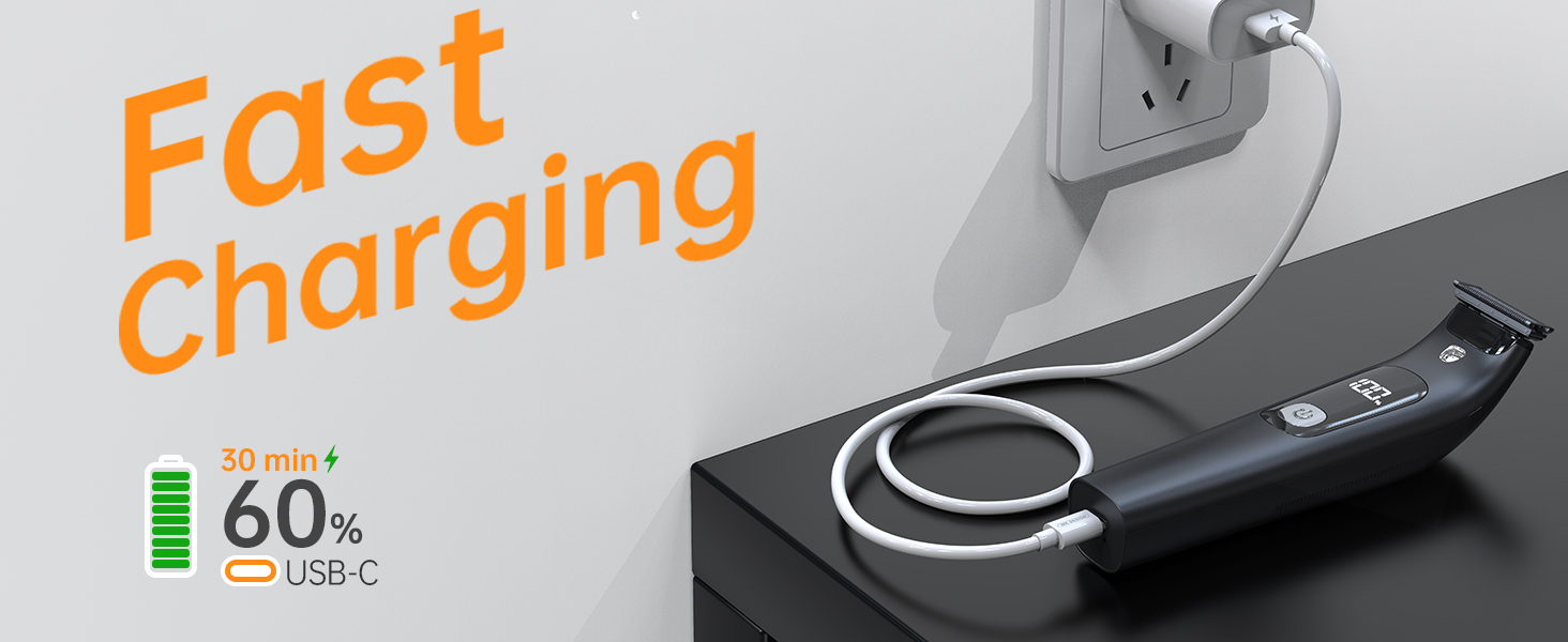 Електричний чоловічий триммер для бороди та тіла з 4 насадками, USB, вологостійкий, чорний