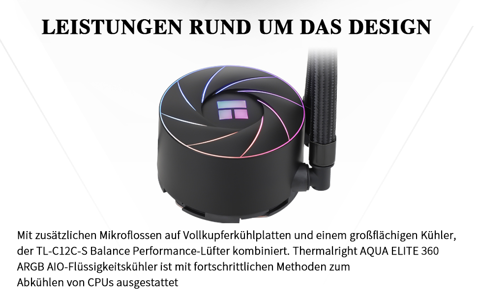 Thermalright AQUA ELITE 360 ARGB: Система водяного охолодження CPU з 3 вентиляторами 120mm, для AMD/Intel, 1550RPM