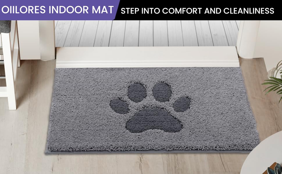 Килимок для дому 50x80 см, сірий, неслизький, миючий, для собак, супер вбираючий