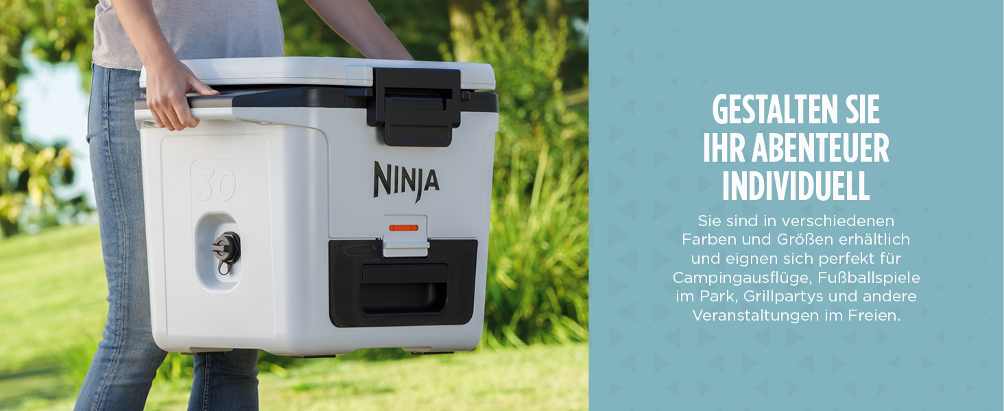 Ninja FrostVault Холодильник 28L, Преміум ізольований, зберігає лід до 6 днів, вбудована шухляда для сухого льоду, вміщує 48 банок, Cloud White FB131EUWH Білий