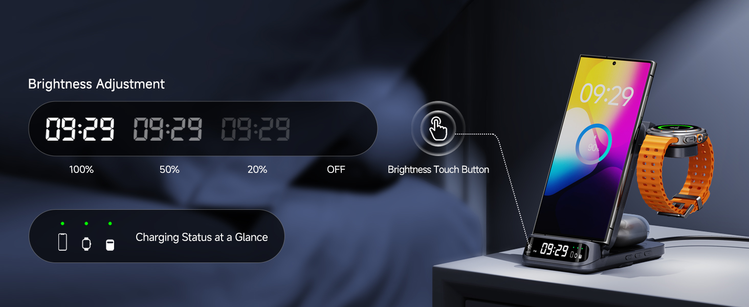 Бездротова зарядка SwanScout 708S для Samsung Galaxy S25 Ultra/S23/S22/S21 та Galaxy Watch/Buds (без адаптера)