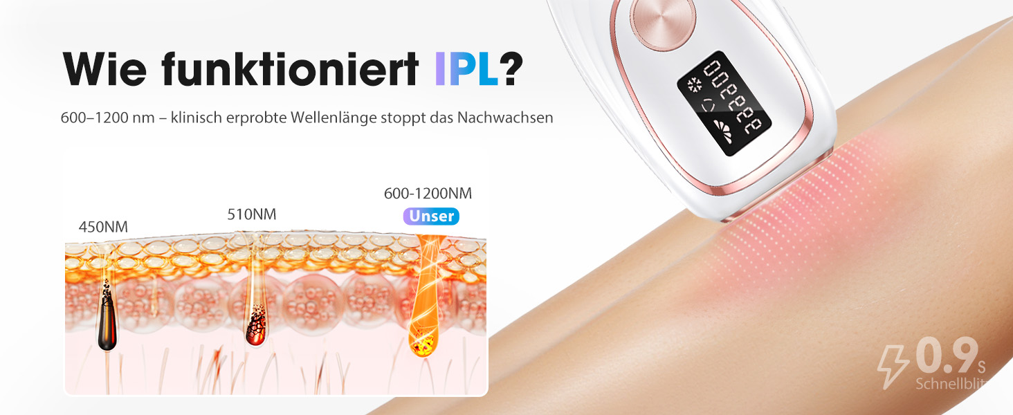 Пристрій для епіляції IPL Haarlosy з охолодженням, 5 рівнів потужності, 999,900 імпульсів світла, для жінок та чоловіків, обличчя, під пахвами, ноги, тіло (білий)