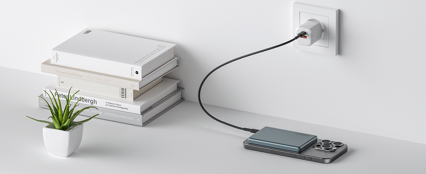 Power Bank Kuulaa MagSafe 10000 mAh 20W, Тонкий Пауербанк для iPhone 16/15/14/13, Колір Space Grey