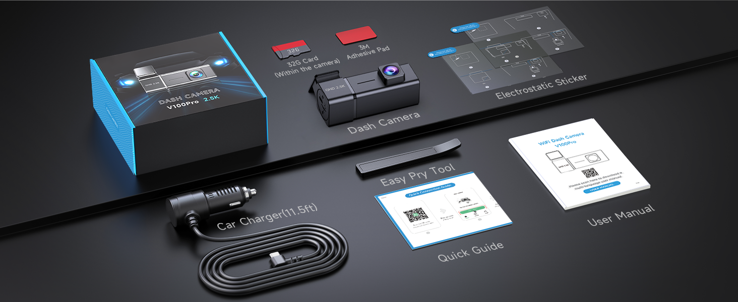 Автомобільний відеореєстратор E-YEEGER 2.5K 1440P з WiFi, IPS екраном 1.47