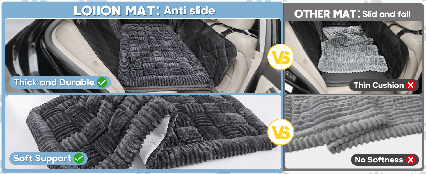 Килимок для собак у машину Loiion, захист заднього сидіння, чорно-білий, 127x62.5 см