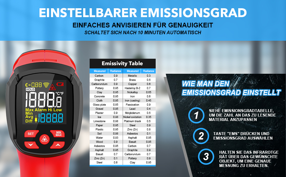 Інфрачервоний термометр MESTEK для вимірювання високих температур -40°C до 1600℃ з K-зондом, лазерний, LCD, з сигналізацією, для кулінарії, промисловості, HVAC, IR05A-Red