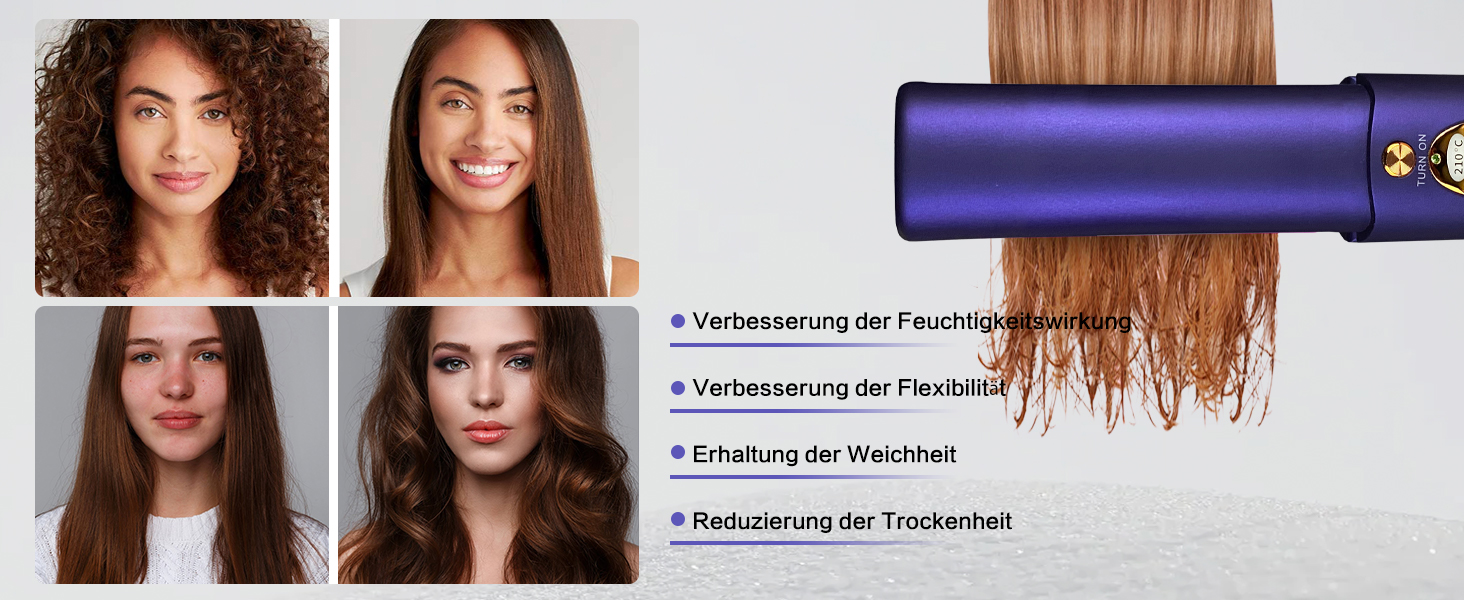 Бездротове праска для волосся з акумулятором 5000mAh, титанова поверхня, 2-в-1 (випрямляч та локони), міні, для подорожей, 3 температурні режими, швидкий нагрів, для всіх типів волосся (білий, блакитний)