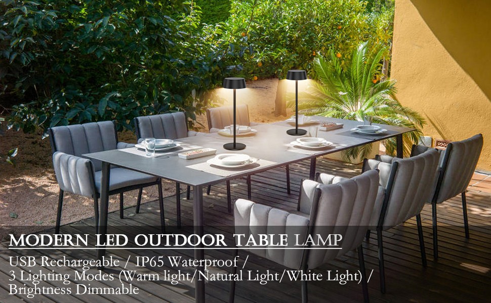 Світлодіодний акумуляторний настільний світильник Klighten з димером, сенсорний, металевий, алюмінієвий, IP54, перезаряджуваний, тепле біле світло 3000K/4000K/6000K, антрацит