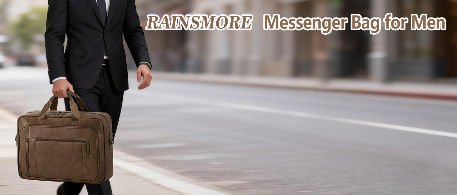 Сумка для ноутбука RAINSMORE чоловіча вінтажна шкіряна 16