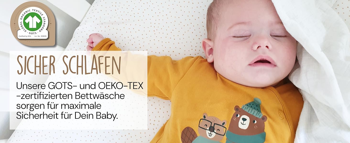 Набір постільної білизни для немовлят з органічної бавовни GOTS (Oeko-Tex100), 100 x 135 см. Комплект постільної білизни для дитячого ліжечка: подушка та ковдра для хлопчиків та дівчаток (пісочний колір). Підходить для дитячих та ліжечок для малюків, розмір 100x135 см + 40x60 см