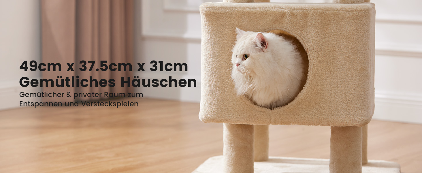 Кліматизатор для котів Гарднер Пет Катценбаум, великий, 165 см. Кліматизатор, ігровий комплекс з подвійними кошиками, стійками для дряпання, платформою та печерею. Компактні меблі для котів у квартиру, бежевий L (59 x 48 x 165 см)