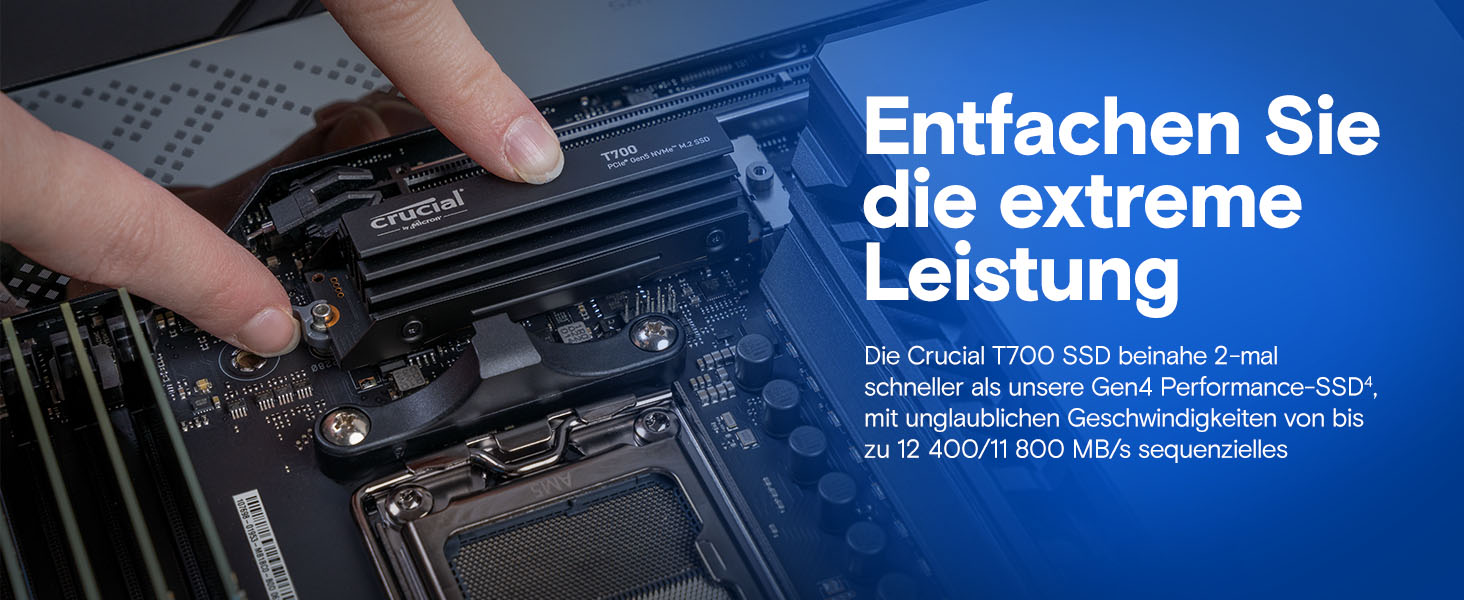 SSD Crucial T700 1TB PCIe Gen5 NVMe M.2 - Швидкий внутрішній SSD накопичувач, до 12400 МБ/с