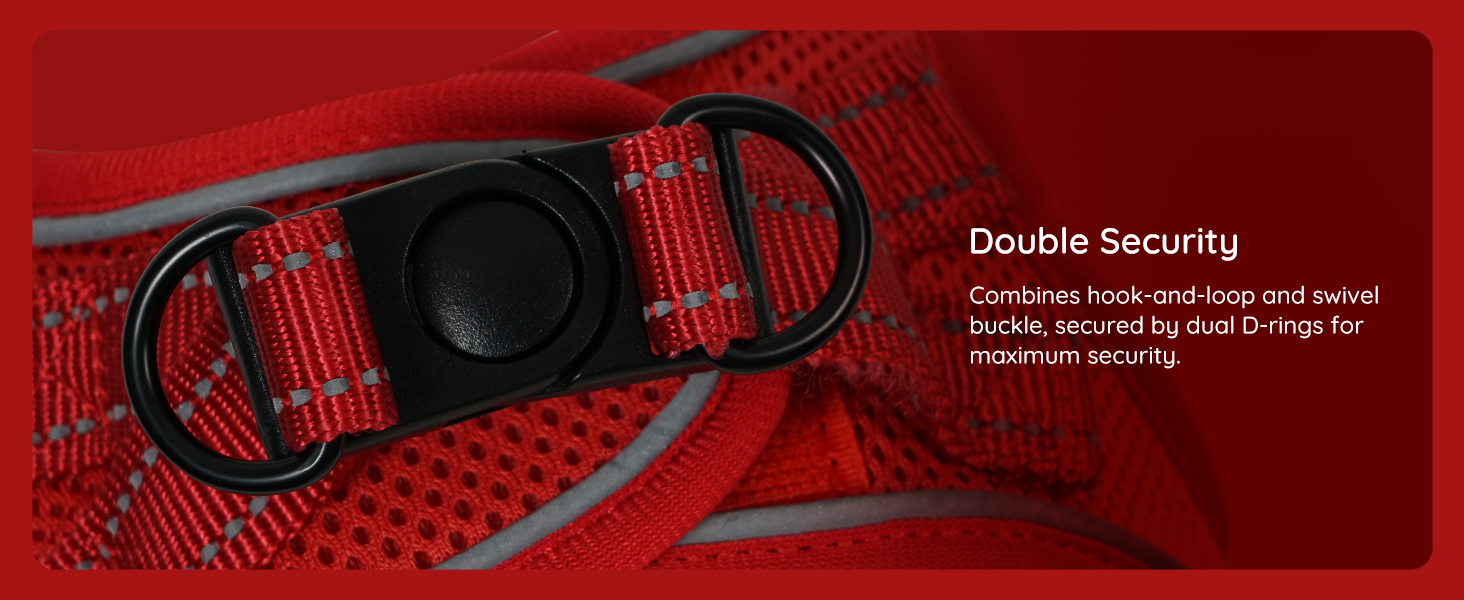 Шлейка для собак BELLA & PAL для маленьких собак з повідком, Step-in шлейка з Air Mesh, анти-тяга, світловідбиваюча, дихаюча, для цуценят, котів, червона, XS (30-35 см обхват грудей)