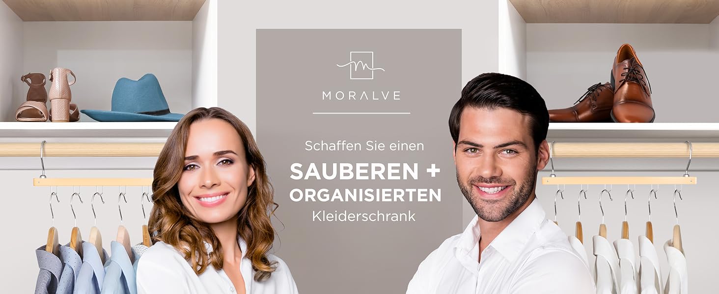 Органайзер для одягу MORALVE з бука (4 шт) - поворотний гачок 360°, 6 рівнів, натуральний колір