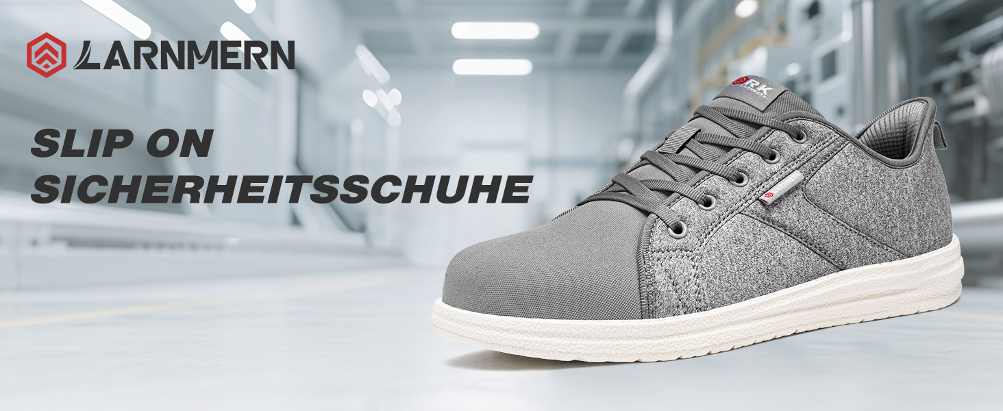 Черевики робочі чоловічі LARNMERN, захисні черевики з металевим носком, легкі, зручні, для скейтбордингу, амортизація, сірі, чорні, 42.5 EU