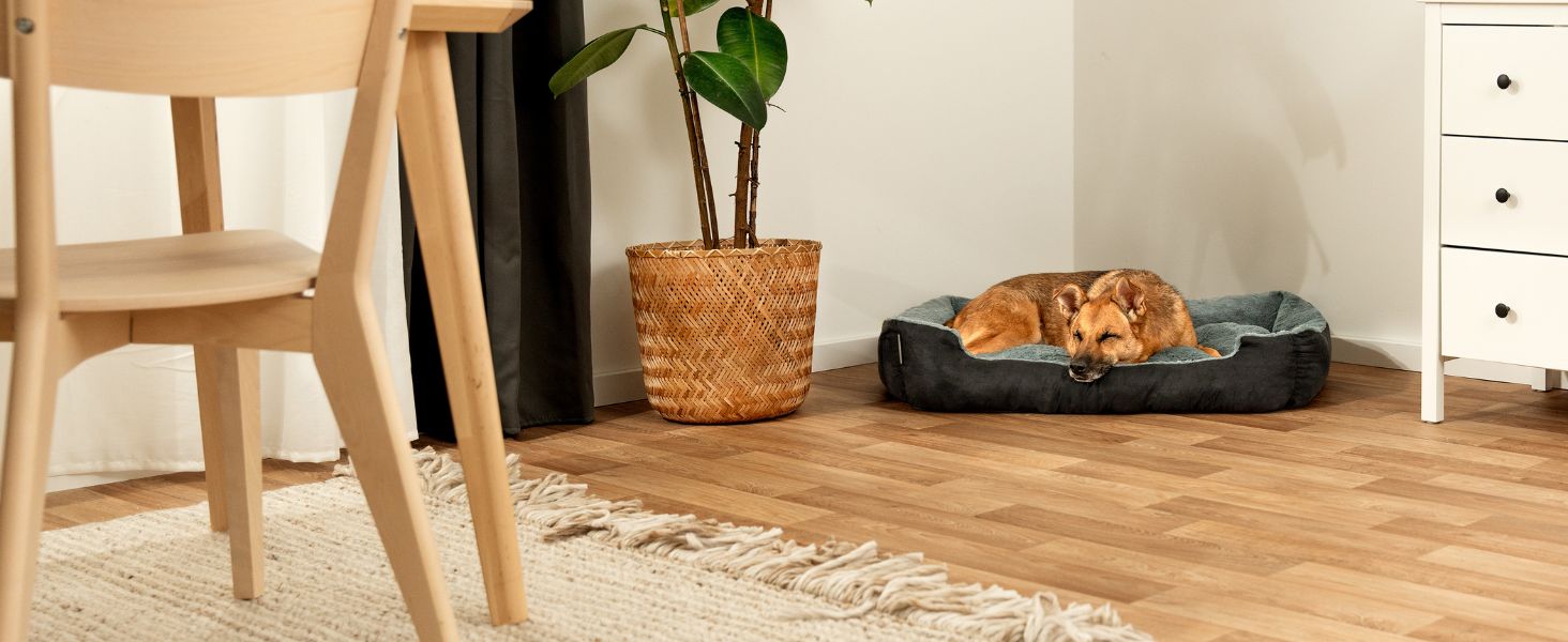 Килимок для собак Lionto з двостороннім подушкою та неслизьким дном, міцний лежак для домашніх тварин з глибоким входом для собак та котів будь-якого віку, 60x48 см, м'який лежак для собак, чорний/сірий, розмір 60 x 48 x 18 см