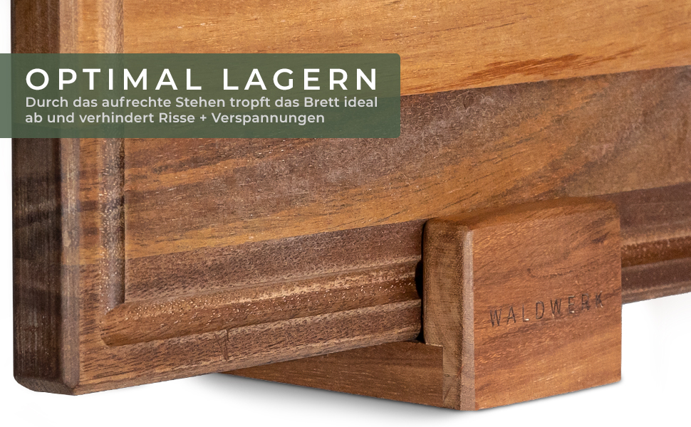 Набір дерев'яних обробних дощок WALDWERK (3 шт.) з акціїї, 2 см товщиною, з канавкою для соку, з підставкою. Розміри: 40x30 / 33x24 / 26x18 см