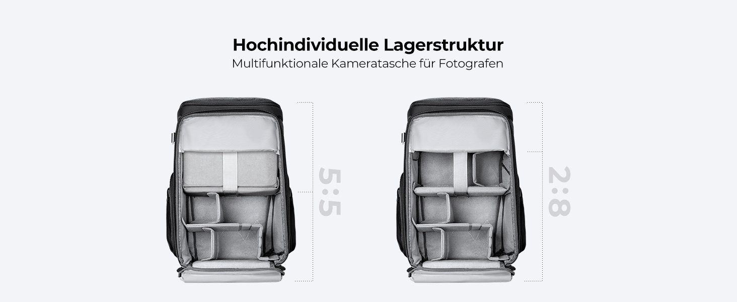 Рюкзак для фотокамери K&F Concept Alpha 25L сірий - для фотографів, з відділенням для 16-дюймового ноутбука, сумісний з дронами DJI Mavic