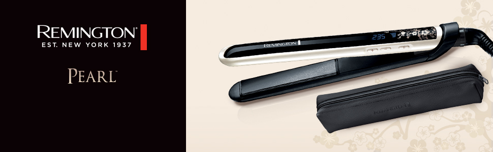 Випрямляч для волосся Remington Pearl S9501 - [Тест-переможець] з керамічним покриттям з перлами, LCD-дисплей, 150-235°C, чохол