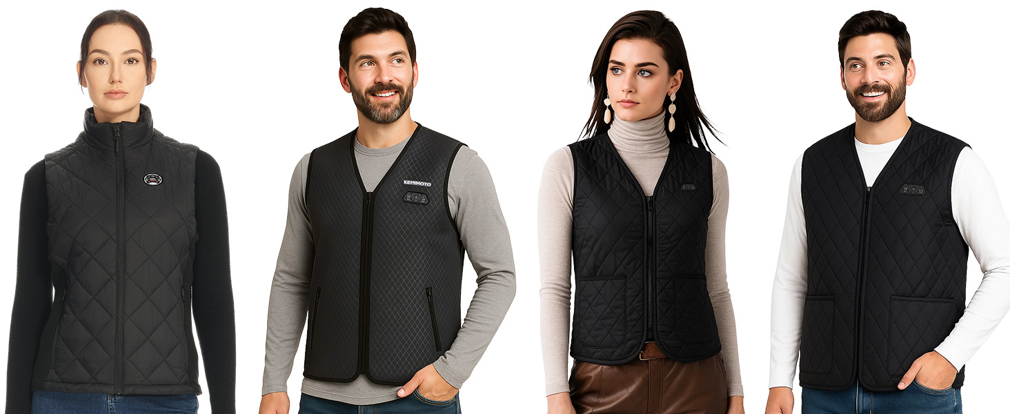 Обогревна жилетка KEMIMOTO для жінок, 6 нагрівальних зон, 3 рівні нагріву, USB, для мотоцикла, активного відпочинку, кемпінгу, катання на лижах, піших прогулянок (без акумулятора, XL)