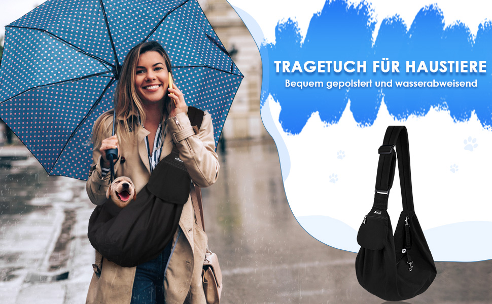 Сумка-переноска для собак SlowTon, чорна водонепроникна, M (для тварин 2,7-5,4 кг)