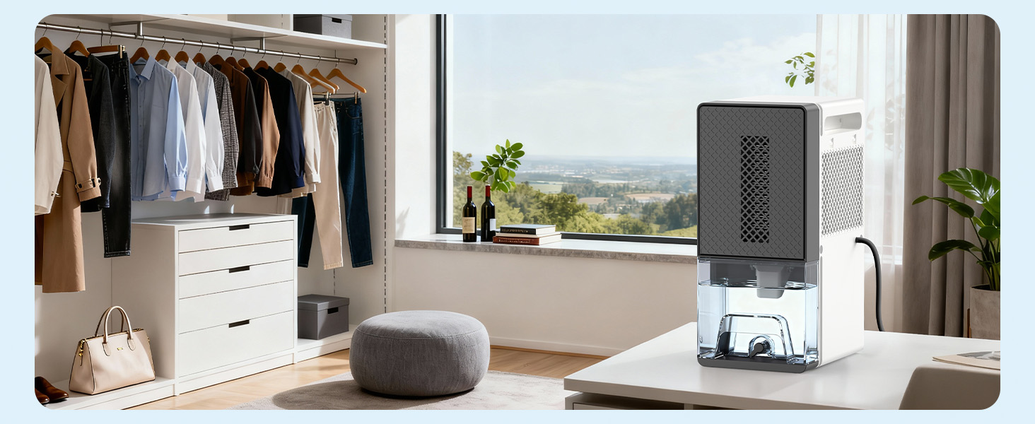 Електричний осушувач повітря 28dB, 2.3L, з фільтром, таймером, для дому та відпочинку