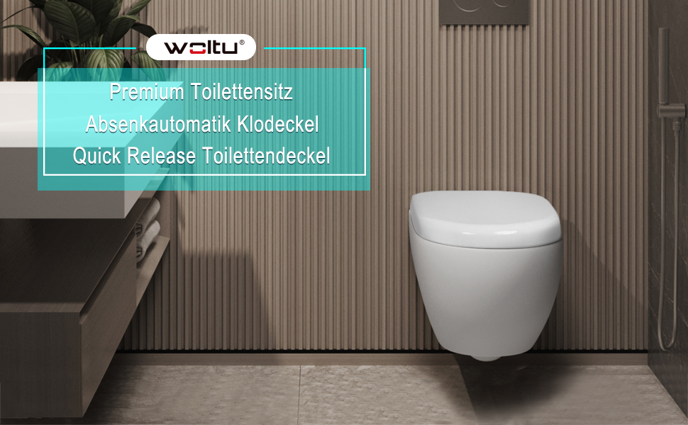 Сидіння для унітаза WOLTU з мікроліфтом (Softclose), овальна форма (D-подібна), пластикове, з системою швидкого монтажу Fast Fix