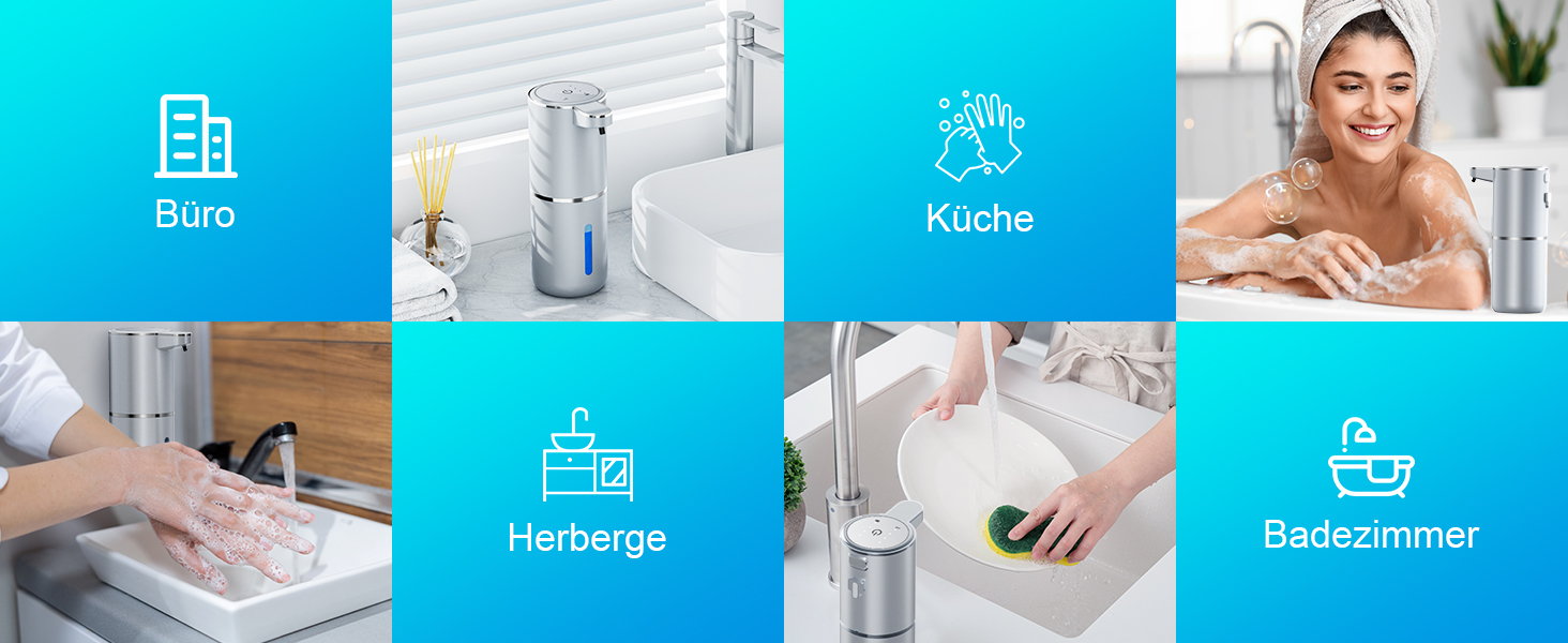 Автоматичний диспенсер для мила Amyzavls, 380 мл, USB, сенсорний, настінний, для ванної, кухні, офісу