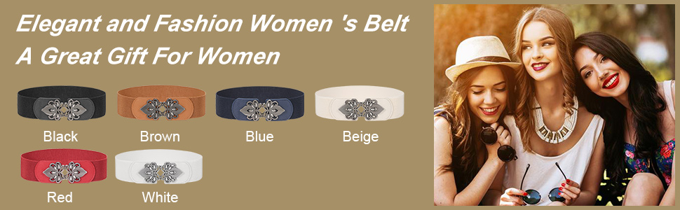 Жіночий еластичний пояс LEACOOLKEY 80 см (34-41 дюймів) - чорний, коричневий, бежевий