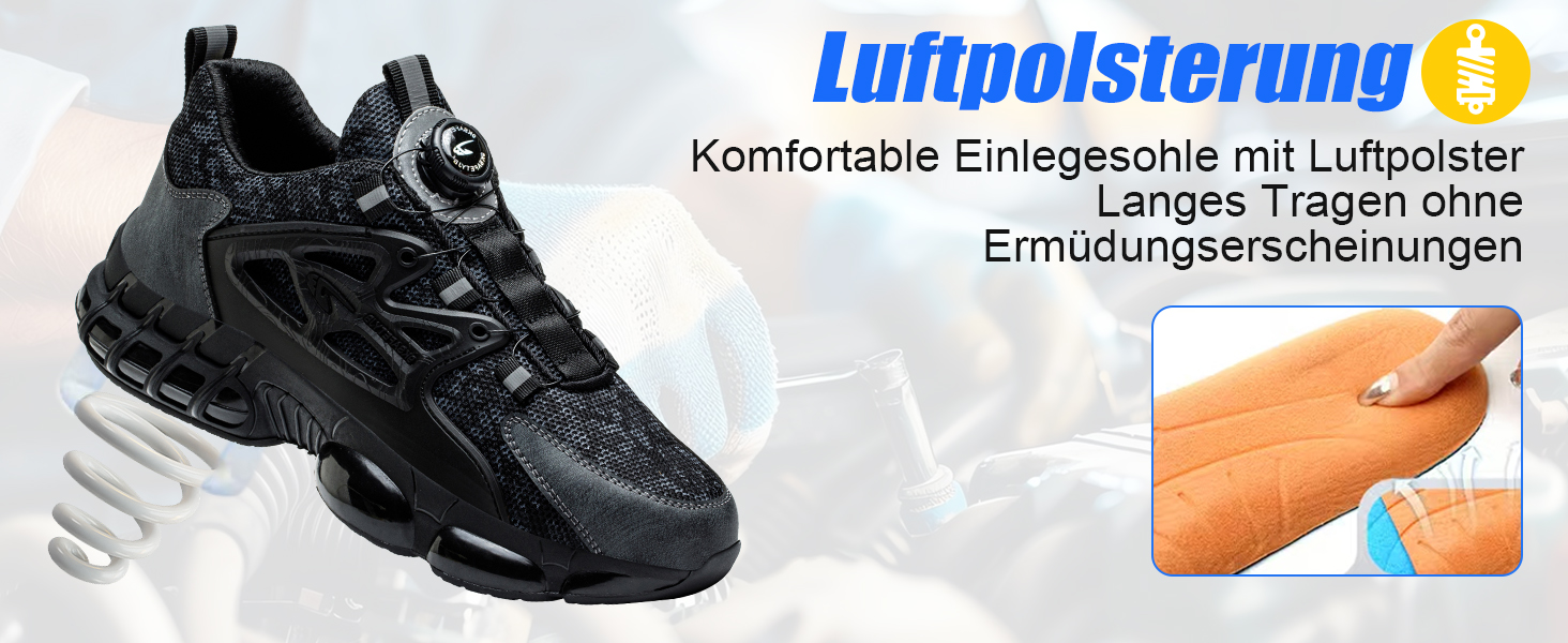 Робочі черевики безпеки для чоловіків та жінок. Спортивні, легкі, антипрокольні, антиударні. Розміри 38-41 EU, колір чорний