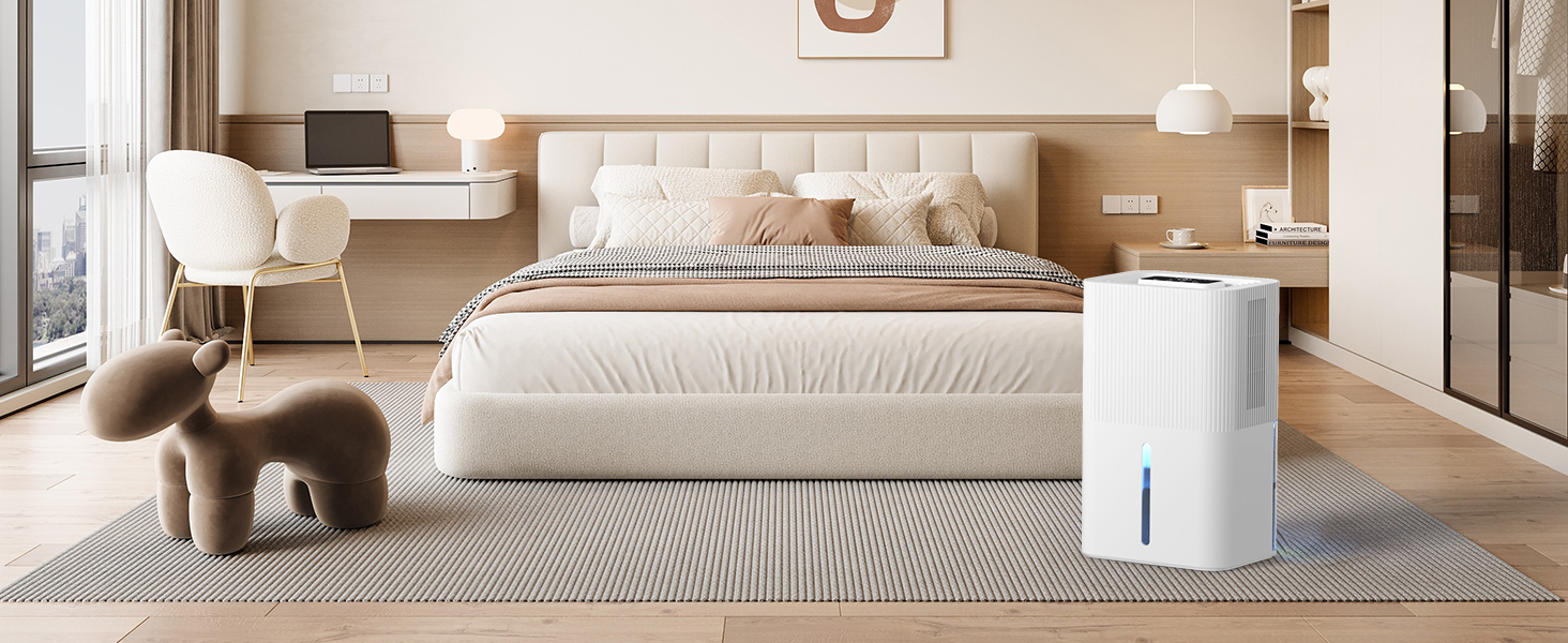 Електричний осушувач повітря 2700 мл з нічним світлом, таймером та автоматичним вимкненням - для дому, ванної кімнати, підвалу