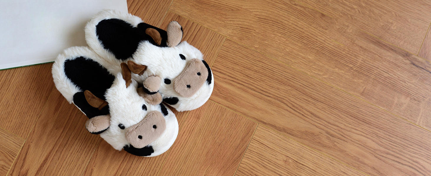 Тапочки-корови: м'які, теплі, плюшеві, унісекс | Халабораторні тапочки для жінок та чоловіків, білі, 38/39 EU