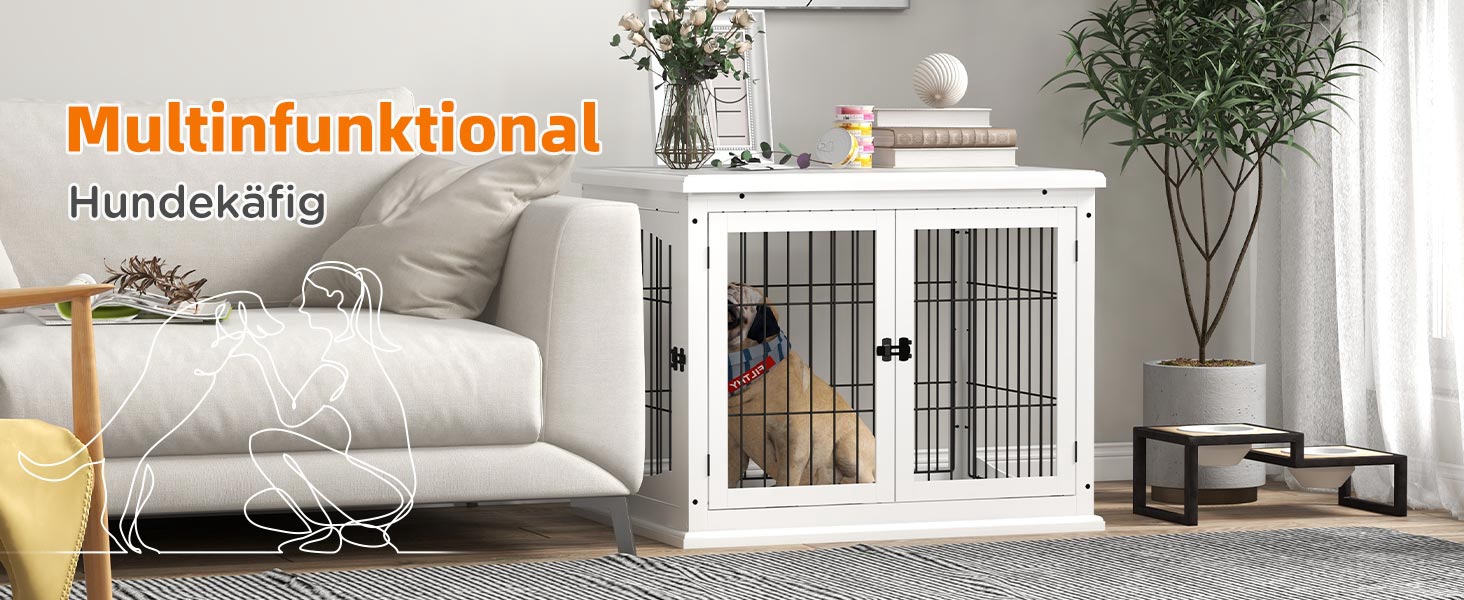 Клітка для собак PawHut - Будка з 2 входами, закривається на замок, для маленьких собак, 58,5 x 81 x 66 см