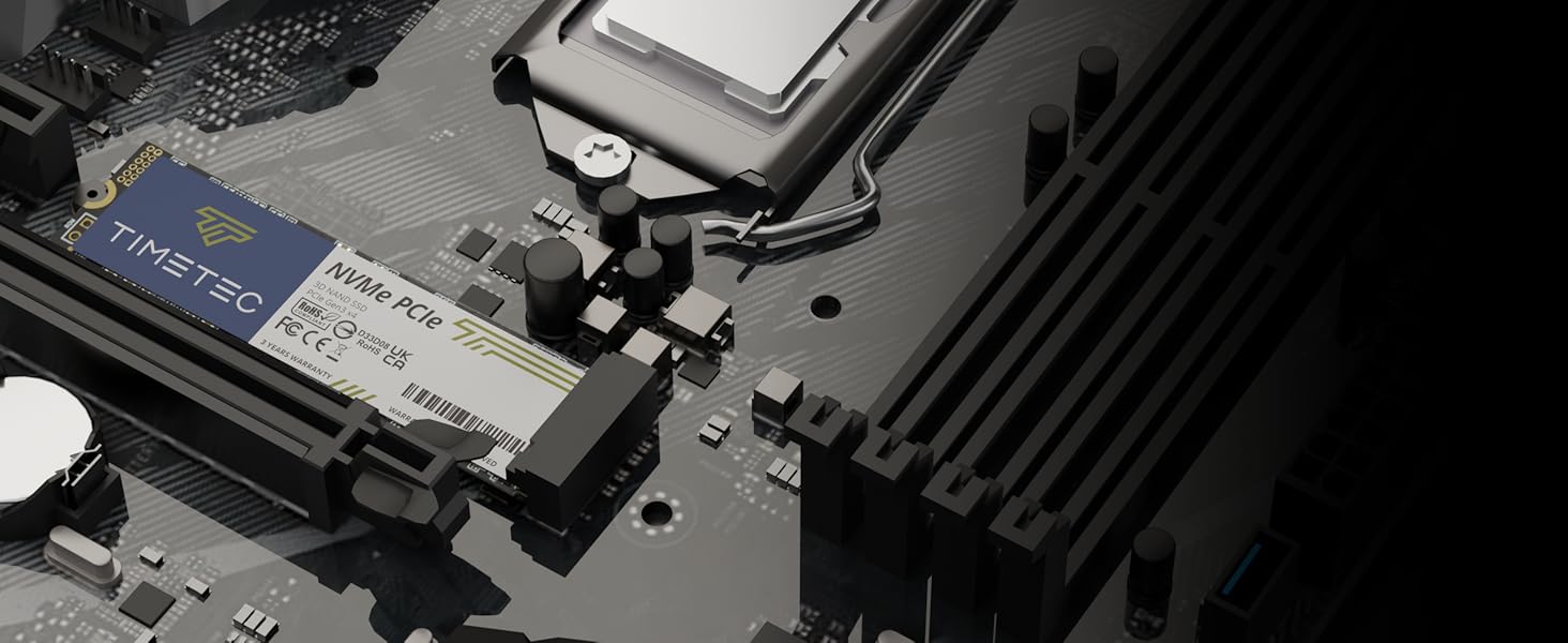 SSD Timetec 2TB NVMe PCIe Gen3x4 з DRAM Cache – Внутрішній SSD для ПК, 3.400/3.000 MB/s