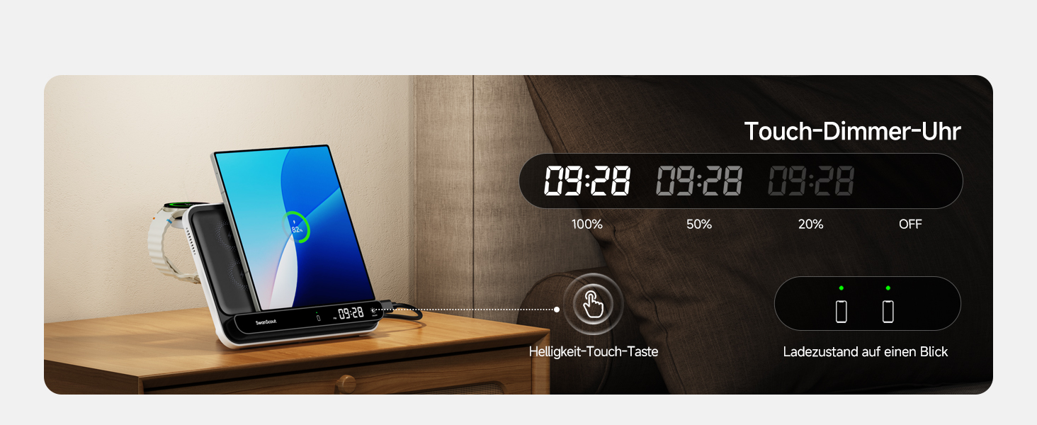 Бездротова зарядка SwanScout 30W для Samsung Galaxy Z Fold 7/S25 Ultra/S25, iPhone 17/16, Galaxy Watch 8/7/6 – швидка зарядка