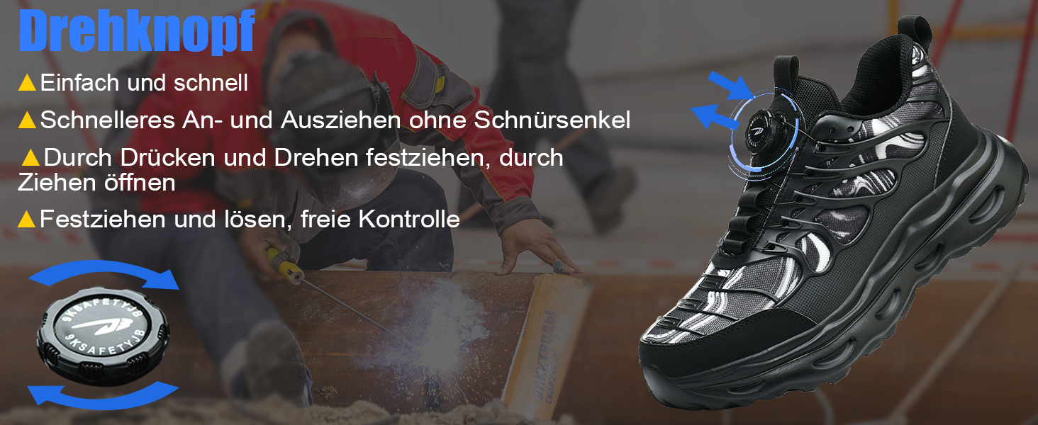 Черевики безпеки для чоловіків та жінок. Робочі черевики зі сталевим підноском. Легкі, спортивні, антипрокольні, чорного кольору (38-42 EU)