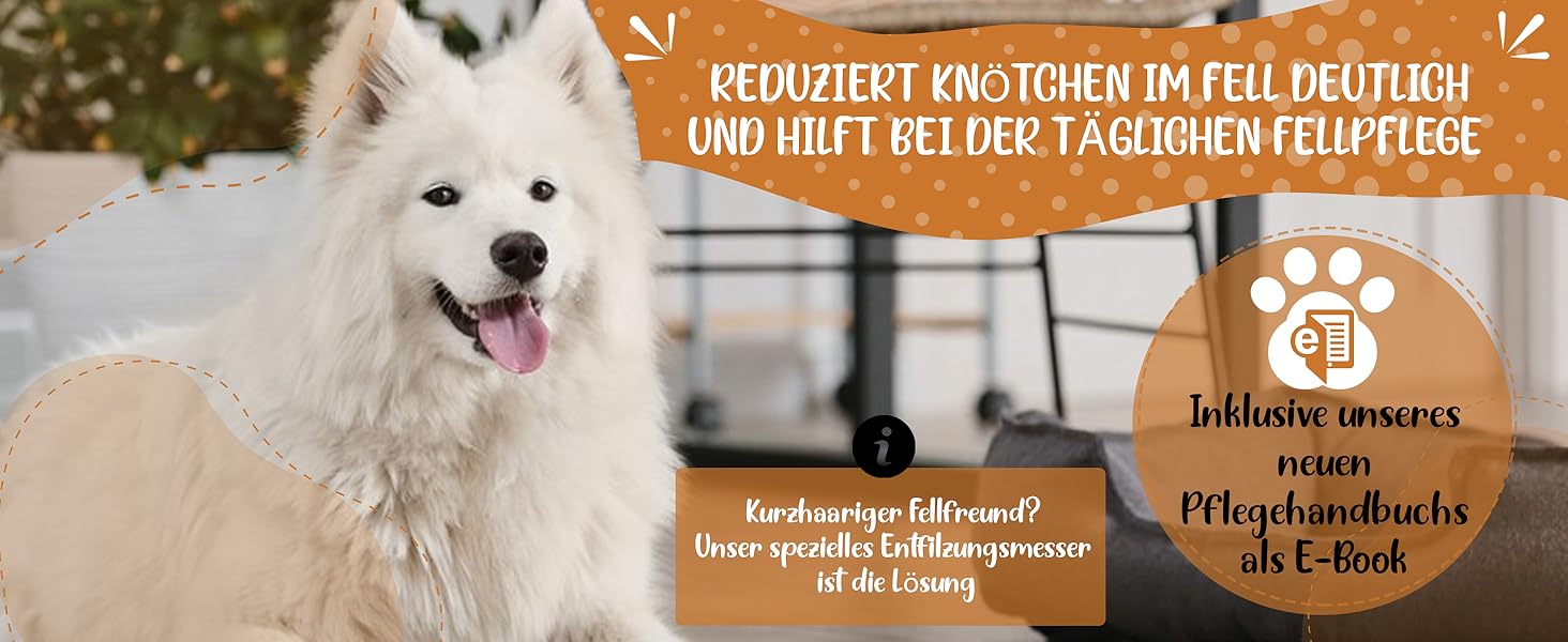 Гребінець для собак та котів Golden Pets Entfilzer Kamm для середньої та довгої шерсті | Підходить для собак та котів будь-якого розміру | Зі згладженими зубцями | + Е-book з догляду за шерстю (9 лез з бамбука)