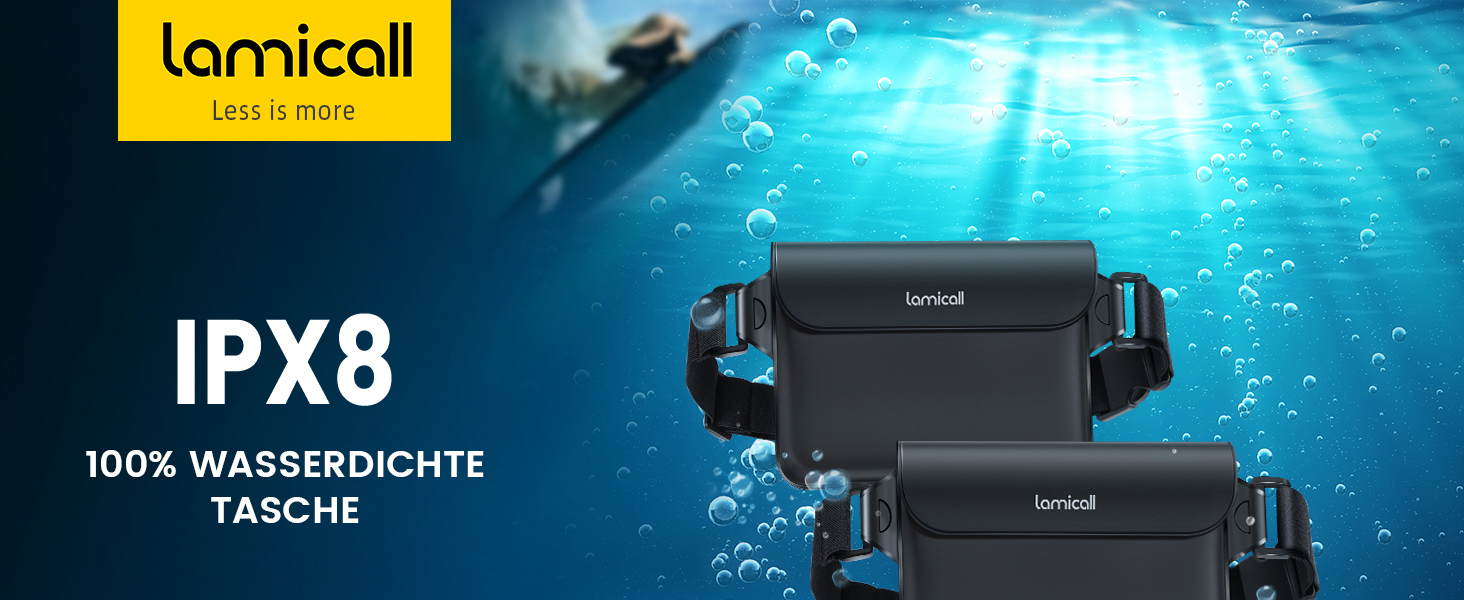 Водонепроникна сумка Lamicall [2 шт.] - водонепроникний поясний мішок з регульованим ремінцем, IPX8, для водного спорту, плавання, пляжу, катання на човнах - чорний